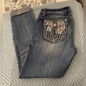 Miss Me Signature Skinny Jeans with Embellished Wings 28 X 30